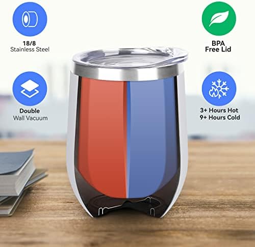 DOMICARE Stainless Steel Wine Tumbler Bulk with Lid, Personalized White Insulated Tumblers Set, 12oz Travel Coffee Cups Pack of 4 - Image 2