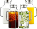 Netany 4 Pack 2 Liters/68 oz Square Glass Pitcher with Lid and Handle for Fridge, Iced Tea and Coffee Carafe Beverage Serveware, Heat Resistant Borosilicate Water Jug for Hot/Cold Drinks and Milk by NETANY