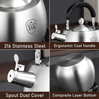 Teapots, Whistling Teakettle Stovetop Teapot, 316 Stainless Steel - Image 5