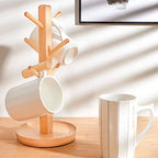 LIU- Wooden Mug Tree Holder Tabletop Cup Holder Stand,Coffee Cup and Teacup Storage Organizer, for Kitchen Counter - Image 2