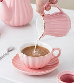CLAY TONIC- 8 OZ Fine China Pink Coffee Cup/Teacup and Saucer Set - Image 7
