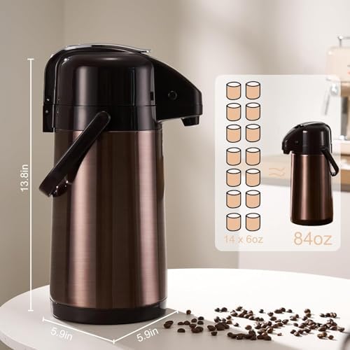 PARACITY Coffee Carafe, 84.5 fl oz/2.5 L Airpot Coffee Dispenser with Pump - Image 6