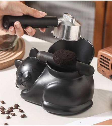 Cute Cat Coffee Knock Box Espresso Machine Accessories Small Coffee Dump Bin for Home and Office (Knock Box and Tamper Mat) - Image 2