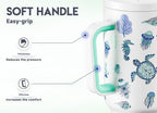 Meoky 40 oz Glow in the Dark Tumbler with Handle and Straw, Tumbler with Lid and Straw, Insulated Stainless Steel Travel Mug, 100% Leak-proof, Keeps Cold for 34 Hours (1 Pack, Sea Life) - Image 5