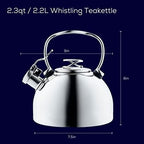 Circulon Stainless Steel Whistling Tea kettle/Teapot With Flip-Up Spout, 2.3 Quart - Silver - Image 2