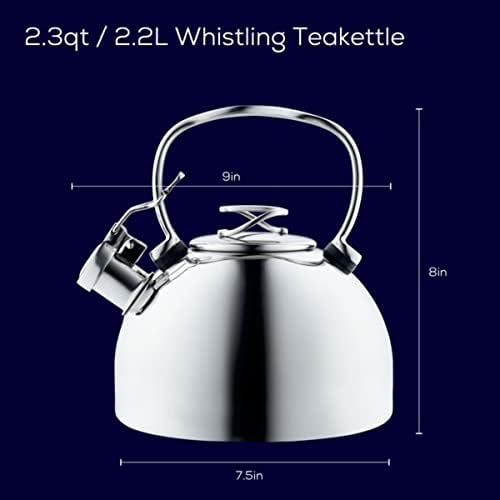 Circulon Stainless Steel Whistling Tea kettle/Teapot With Flip-Up Spout, 2.3 Quart - Silver - Image 2