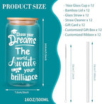12-Pack Graduation Gifts Glass Cups, 16 oz Graduate Cups with Lid - Image 6