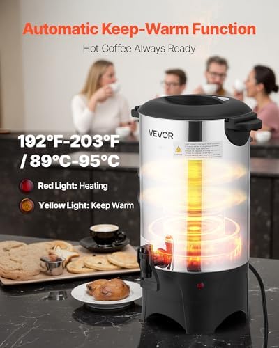 VEVOR Commercial Coffee Urn, 40 Cup 6 L Hot Beverage Dispenser with Dripless Faucet, Quick-Brewing Commercial Coffee Maker, with Stainless Steel Liner, for Catering, Business, Church & Restaurant - Image 4