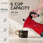 LAOION 6 or 3 Cup Electric Moka Pot, Cafeteras Electricas Modernas-Red - Image 2