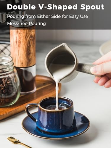 YHOSSEUN YHOJOY Measuring Cups Ceramic, Double Spouts Espresso Cup with Handle, Coffee Measuring Cups 90 Ml - Image 2