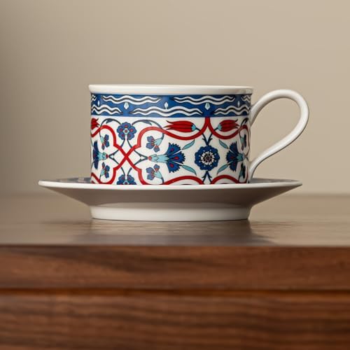 Ceramic Coffee Mug with Saucer 8 OZ Turkish Coffee Cups Set by Unknown