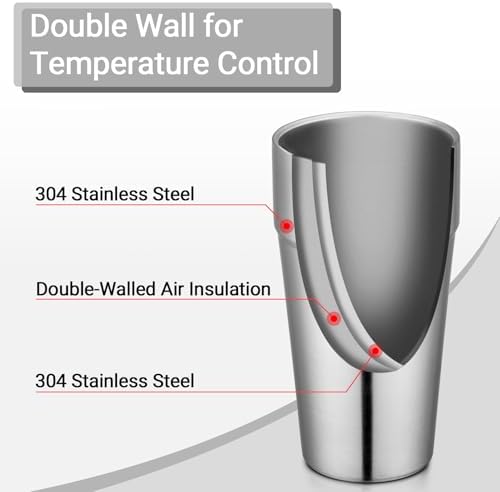Beasea Stainless Steel Cups 19 oz, 4 Pack Large 18.6oz 550ml Stackable Stainless Steel Tumbler Double Wall Insulated Individual Metal Pint Glasses Tin Drinking Cups for Home Party Camping - Image 4