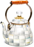 MACKENZIE-CHILDS Tea Kettle, 2 Quarts, Gray-and-White Sterling Check by Unknown