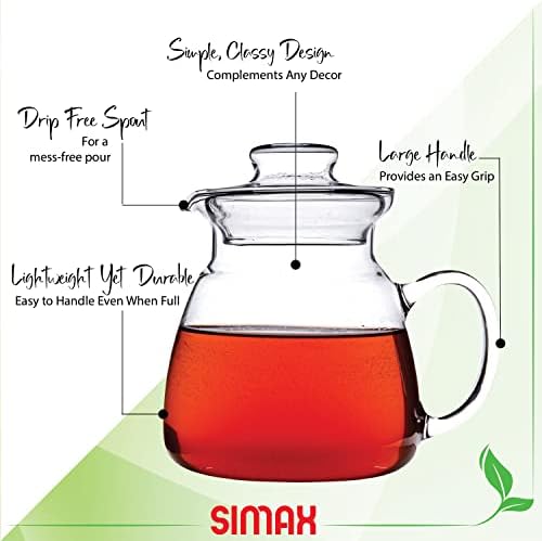 Simax Glassware 20 Oz. Glass Teapot | Short Spout, Microwave and Stovetop Safe, Heat, Cold, and Thermal Shock Resistant Borosilicate Glass, Makes a Stunning Presentation - Image 7
