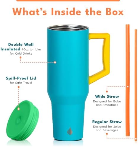 Elemental Spill Proof 40oz Insulated Tumbler with Handle & Straw Travel Mug - Image 3