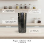 Food Storage Canister with Built-in Scoop, Round Tinplate Metal Jar for Loose Leaf Tea Organization, Black Finish - Image 5