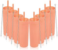 Volhoply 16oz Plastic Skinny Tumbler with Lid and Straw Bulk 8 Pack,Insulated Double Wall BPA Free Matte Acrylic Tumblers,Iced Coffee Travel Mug Reusable Party Cup,Customizable Diy Gifts(Orange,8 Set) by LiveFully%EF%BC%8CDrinkFreely%E2%80%94KeepGoingwithVolhoply%EF%BC%81