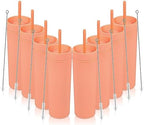 Volhoply 16oz Plastic Skinny Tumbler with Lid and Straw Bulk 8 Pack,Insulated Double Wall BPA Free Matte Acrylic Tumblers,Iced Coffee Travel Mug Reusable Party Cup,Customizable Diy Gifts(Orange,8 Set) by LiveFully%EF%BC%8CDrinkFreely%E2%80%94KeepGoingwithVolhoply%EF%BC%81