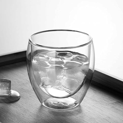 8oz Glass Coffee Mugs Set of 4, Double Walled Espresso Cups for Latte Cappuccino Cocoa Milk Cafe Juice, Clear Glass Tea Cup Set Glassware Gift for Christmas Birthday (8oz-4Pack) - Image 2