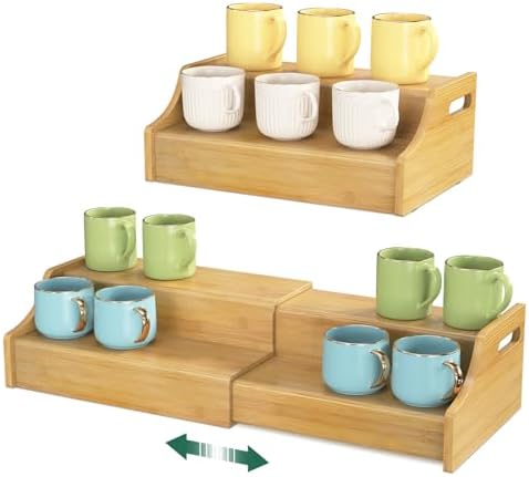 EsLuker.ly Coffee Mug Cup Holder Rack for Cabinets Countertop, Bamboo by EsLukerly