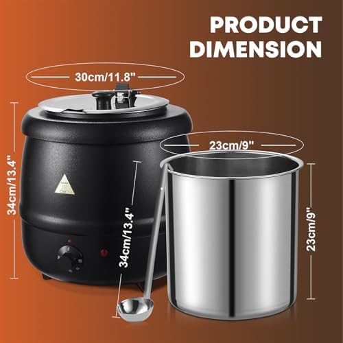 Commercial Soup Warmers Soup Kettle with Stainless Steel Hinged Lid and Detachable Insert Pot for Restaurants and Party, Home, Catering - Image 2