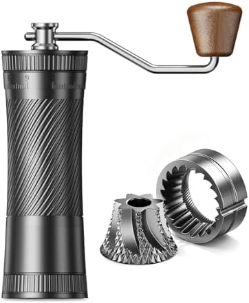 AeroGrind Manual Hand Coffee Grinder with DLC 440 Burrs, 38g Capacity Portable Coffee Bean Mill for Moka pot, French Press, Espresso, Pour Over by iKoffy