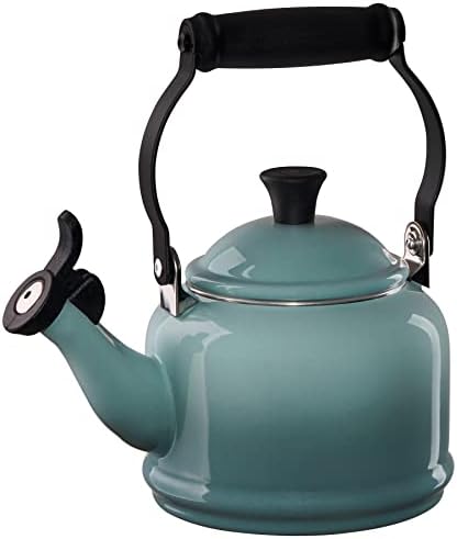 Le Creuset Enamel On Steel Demi Tea Kettle, 1.25 Quart, Sea Salt/Black Knob by Unknown