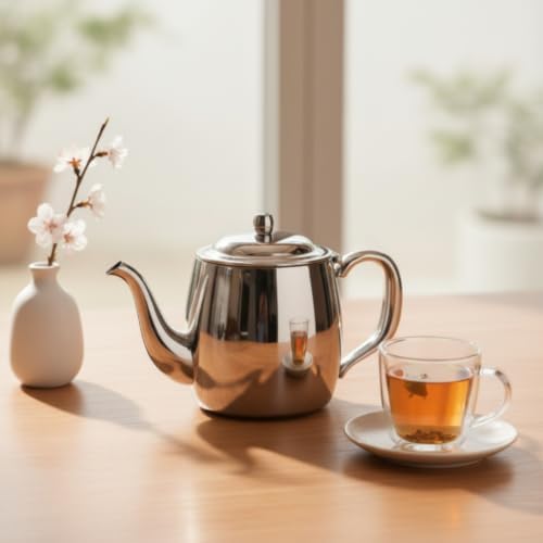 Stainless Steel Pitcher Gooseneck Kettle Water Kettle Coffee Kettle With Long Curved Spout For Pouring And Secure Lid Suitable for home kitchens baristas, 0.6L - Image 6