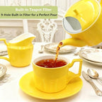 Yellow Tea Set with Teapot, Cups, Sugar & Creamer Set, Tea Party - Image 3