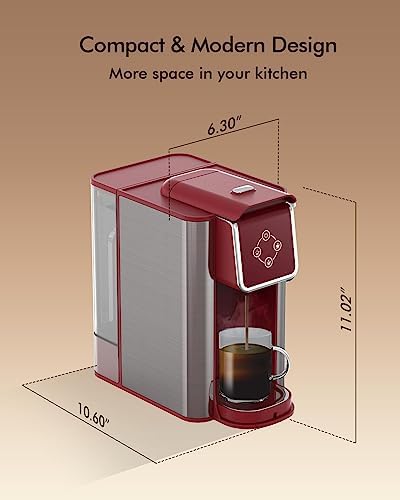 SIFENE 3-in-1 Single Serve Coffee Machine, K-Pod & Tea Brewer, 50 oz, Red - Image 2