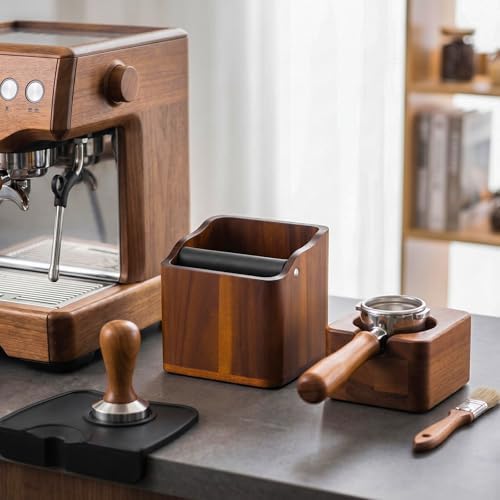 Hushee 5 Inch Espresso Knock Box, Acacia Wood Coffee Puck Knockbox with Removable Knock Bar and Non-slip Base, Shock-absorbent Design for Coffee Grounds Bar Home Decor, Durable Machine Accessories - Image 4