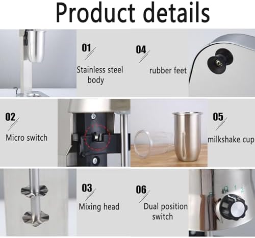 Single/Double Head Milkshake Machine, Commercial Food Blender with 800ML Large Capacity Hot/cold Cup,Motor Speed 18000 Rpm, Two Gears Free Choice Suitable (single head) - Image 7