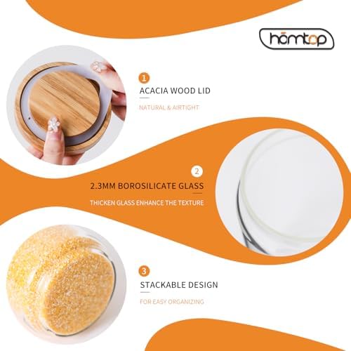 Glass Storage Jars Set with Airtight Wood Lids - Image 4