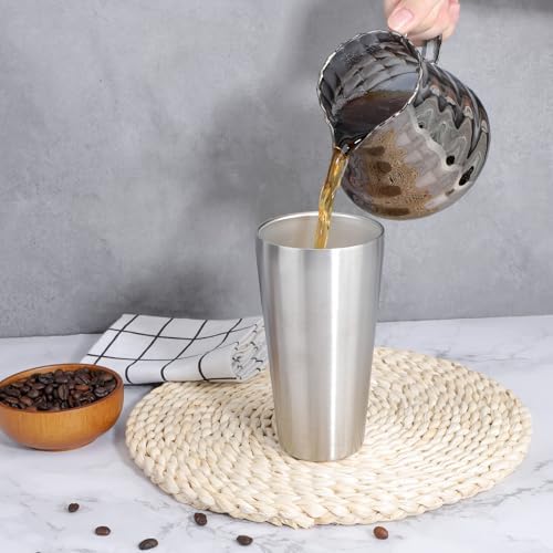 Beasea Stainless Steel Cups 19 oz, 8 Pack Large 18.6oz 550ml Stainless Steel Water Drinking Tumbler Stackable Double Wall Insulated Metal Pint Glasses Tin Cups for Home Party Camping - Image 6