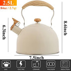 Vilihkc Tea Kettle 2.6 Liter Whistling Tea Kettle, Tea Pots for Stove Top Food Grade Stainless Steel with Wood Pattern Folding Handle, Loud Whistle Kettle for Tea, Coffee, Milk - Image 2