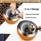Upgraded Stainless Steel Espresso Knock Box Coffee Knock Box with Glass Lid and Magnetic Removable Knock Bar, Holds 20Double Espresso pucks & Coffee Grounds(Orange) - Image 7