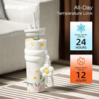 SDGA+ 24 oz Stainless Steel Tumbler with Lid and Straw, Insulated Water Bottle Leak Proof for Hot and Cold, Portable Travel Coffee Mug, Reusable Coffee Cup for Women, Blooming Daisy - Image 5