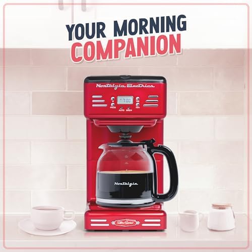 Nostalgia Retro 12-Cup Programmable Coffee Maker With LED Display, Automatic Shut-Off & Keep Warm, Pause-And-Serve Function, Red - Image 3