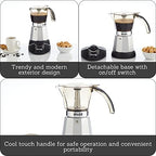 IMUSA 6 or 3 Cup Electric Espresso Maker with Cool-touch Handle, Silver - Image 2