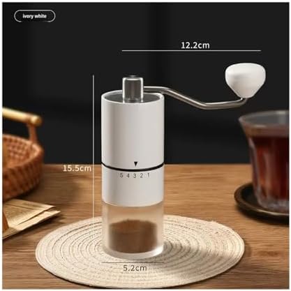 Portable Manual Coffee Grinder, Conical Burr with 5 Adjustable Settings, External Adjustable Setting(White) - Image 2
