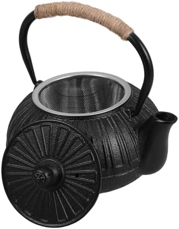 Cast Iron Teapot 600ml with Strainer, Stovetop Tea Kettle by NAMOARLY