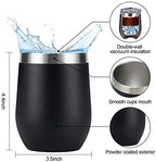 12 Pack Stainless Steel Wine Tumblers, 12Oz Double Wall Vacuum Insulated Wine Tumblers with Lids and Straws, Stainless Steel Stemless Wine Glasses for Coffee, Wine, Cocktails, Champaign, Black - Image 6