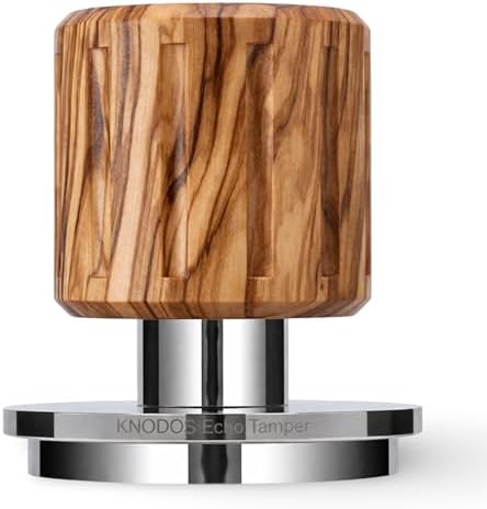 58.5 Tamper with Olive Wood Handle – Spring Loaded Espresso Tamper by KNODOS