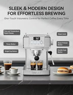 SUMSATY 20 Bar Espresso Machine Stainless Steel with Powerful Milk Frother - Image 2