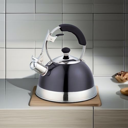 3077-BK Uniware Heavy Duty Stainless Steel Whistling Kettle (Black) - Image 3