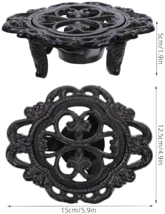 Cast Iron Teapot Warmer Stand Black with Tealight Candle, Rustic - Image 2
