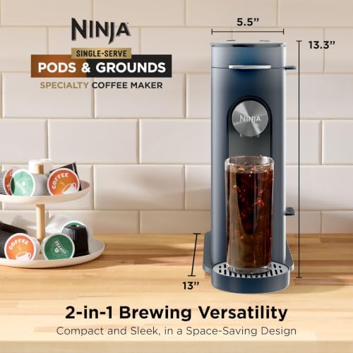 Ninja Pods & Grounds Iced Coffee Maker, K-Cup Pod Compatible, Navy, PB041NV - Image 2
