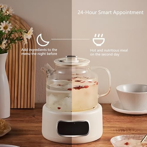 Lemuugo 1.2L Electric Glass Tea Kettle with Infuser, Temp Control - Image 4
