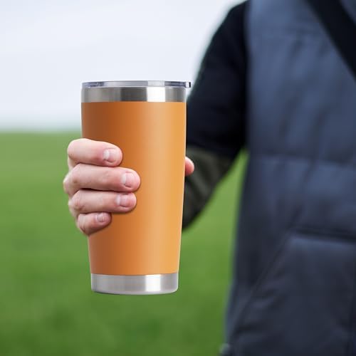 HASLE OUTFITTERS 20oz Stainless Steel Tumblers Bulk, Insulated Travel Cup with Lid, Double Wall Vacuum Coffee Mug for Cold & Hot Drinks 8 Pack, Orange - Image 4