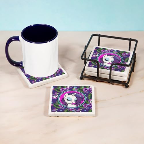 CafePress MLP Rarity Tropical Tumbled Stone - Set of 4 Coasters Set of 4 w/holder - Image 3